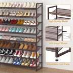 Large Shoe Rack 8 Tier Shoe Organizer, Heavy Duty Metal 4-Tier Stackable Shoe Storage Vertical Shoe Rack for Closet Front Doo