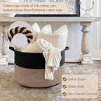 INDRESSME Large Storage Baskets for Organizing, 21.7 x 13.8 Blanket Basket Living Room Dog Toy Bin, Woven Laundry Basket for 
