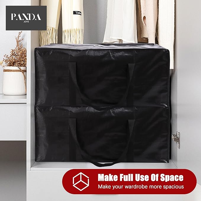 Extra Large Moving Bags with Zippers & Carrying Handles, Heavy-Duty Storage Tote for Space Saving Moving Storage, Fold Flat, 