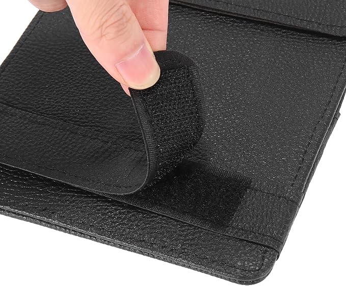 X AUTOHAUX Car Sun Visor Clip Organizer Tissue Paper Box Sunglasses Holder PU Leather Pocket Storage Pouch Bag for Card License Registration Auto Interior Black