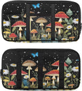Mushroom Theme Sun Visor Organizer for Trucks,Card Sleeve Pocket with Multi-Pocket Zipper, Auto Interior Accessories Pocket Organizer