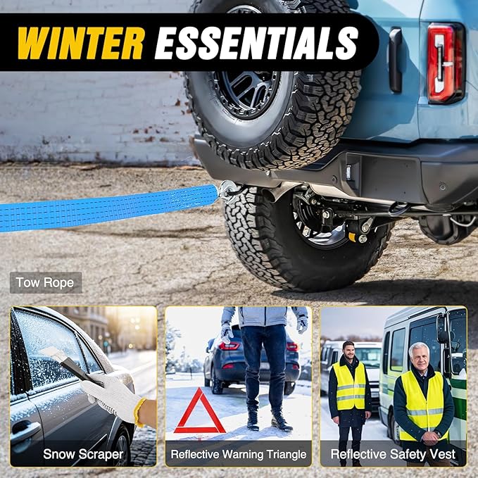Nilight Car Emergency Kit with Jumper Cable Air Compressor Tire Repair Essential Tools First Aid Alligator Connector Electric