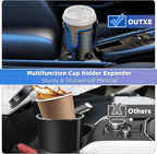 OUTXE Car Cup Holder Expander+Phone Mount, Adjustable Large Cupholder Extender Extra Expandable Drink Adapter Universal for A