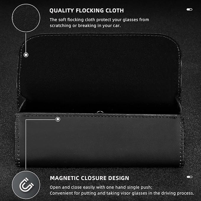 Frienda 2 Pieces Sunglasses Holder for Car Sun Visor, Eyeglasses Visor Organizer Storage Case with 2 Pcs Cleaning Cloths Automotive Interior Accessories