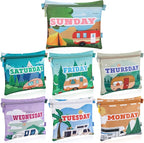 Paterr 7 Pcs Packing Cubes for Travel Kids Day of Week Compression Packing Bags Colorful Luggage Suitcase Organizers Bag for 