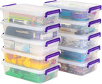 IRIS USA 3 Qt. Plastic Craft Storage Container Bins with Lids, 10 Pack, Small Art & Office Supply Organizer Tote, Sensory Bin