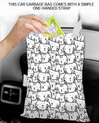Car Trash Can, Durable Hanging Car Trash Garbage Bag, Cute Automotive Garbage Cans Organizer, Black White Cartoon Cats