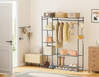 Wardrobe Closet,Portable Clothes Rack with 4 Tiers Shelves,Freestanding Closet Organizers and Storage System with Hanging Rod