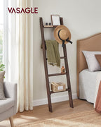 VASAGLE Blanket Ladder Decorative Farmhouse for The Living Room, 5-Tier Ladder Shelf, Ladder Rack for Storage and Decor, Maro
