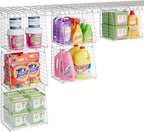 3-Pack Extra-Tall 13.6'' Hanging Laundry Basket Organizer, Foldable Wire Shelf with 360° Rotating Hooks & Reinforced Height -