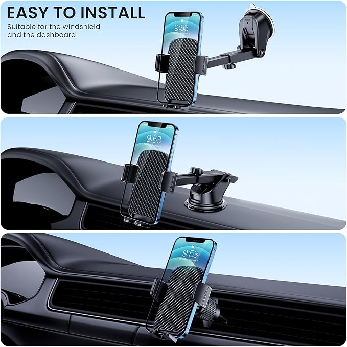 TICILFO Car Phone Holder [Military-Grade Suction] Phone Stand for Car [Super Stable] Automobile Car Mount for iPhone Universal Accessories Air Vent Dashboard Windshield Mount Fit Vehicle Accessories