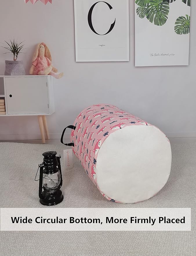 QUEENLALA Large Storage Basket,Laundry Hamper/Bathroom/Home Decor/Collapsible Round Storage Bin,Boys and Girls Hamper/Boxes/C