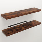 Floating Shelves for Wall, 9.3" Deep Wall Mounted Wood Shelves for Bathroom, Bedroom, Living Room, Kitchen, Hanging Shelf for