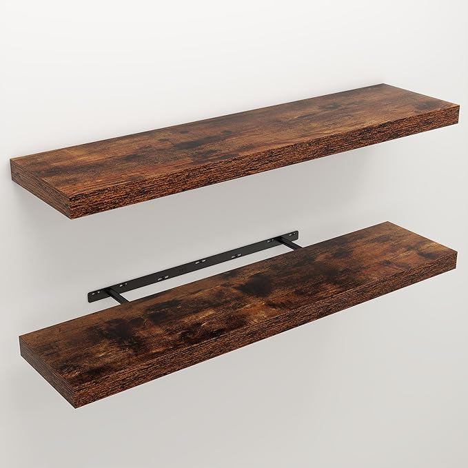 Floating Shelves for Wall, 9.3" Deep Wall Mounted Wood Shelves for Bathroom, Bedroom, Living Room, Kitchen, Hanging Shelf for