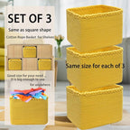 COMFY-HOMI 3Pack Small Woven Cotton Rope Basket for Organizing, Gift Baskets for Handles, Empty Gift Baskets, Medium Rope Bas