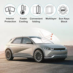 Front Windshield Sun Shade Foldable Car Front Window Sun Shade Windshield Shade Custom Fit for 2022-2025 2026 Hyundai Ioniq 5 Block UV Rays Accessories Heat Keep Cooler