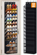 MISSLO 12 Tier Over the Door Shoe Organizer Hanging Shoe Rack for Closet Storage Sneaker Holder for Door Fit 24 Pairs Sandals