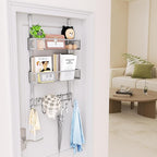 HapiRm Over The Door Hanger with Coat Hooks and 2 Baskets, Rustproof & Waterproof Over The Door Hooks, Storage Organizer for 