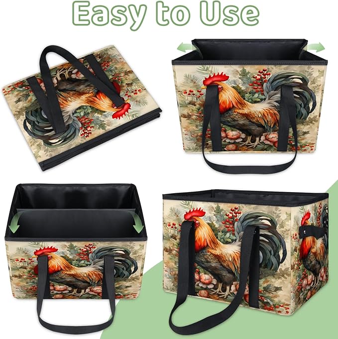 Reusable Grocery Bags Heavy Duty Shopping Bags Foldable Large Tote Bags with Long Handles & Hard Bottom