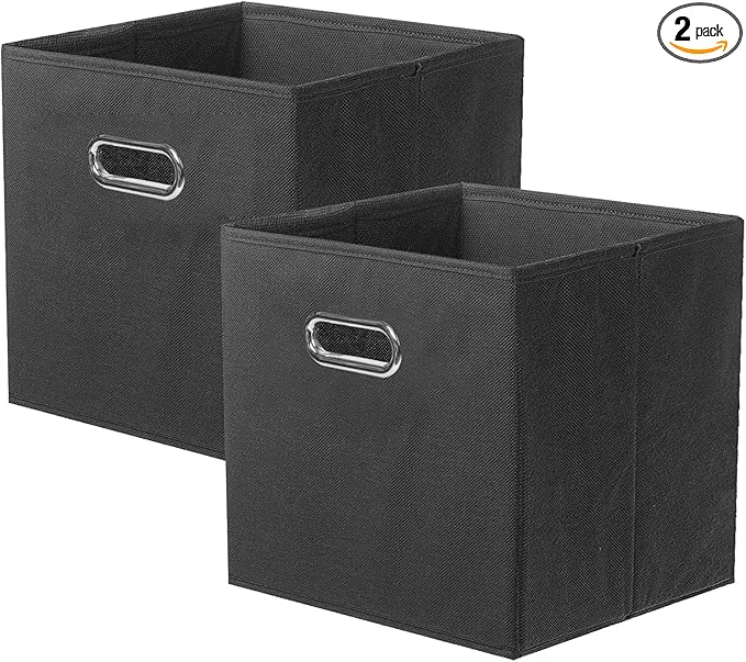 ShellKingdom Storage Bins, Foldable Fabric Storage Cubes And Cloth Storage Organizer Drawer with Metal Handle For Closet And 
