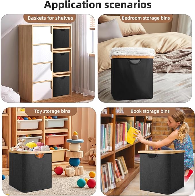 Cube Storage Bin 12 Inch -2 Pack,Collapsible Cube Storage Organizer with Handles,Fabric Storage Bins for Cubes Storages,Squar