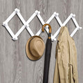 Amber Home Wood Accordion Wall Rack 13 Hooks (Pegs), Expandable Wall Mounted Hanger for Coat, Hat, Scarf, Coffee Mugs, X Shap