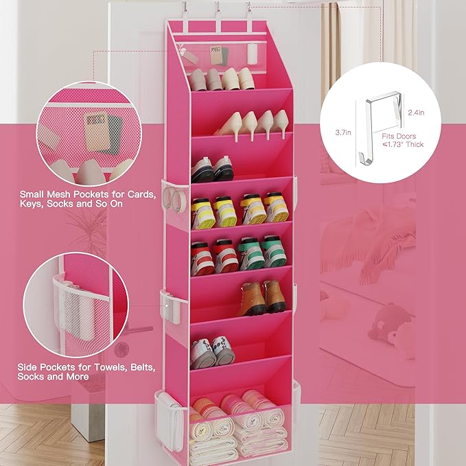 Criusia Shoe Storage, Over the Door Shoe Organizer, Hanging Closet Shoe Storage with Large Deep Pockets, Fits 16–24 Pairs of 