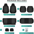 FH Group Car Seat Covers Classic Cloth Seat Covers Full Set with Gift – Universal Fit for Cars Trucks & SUVs (Black) FB102114