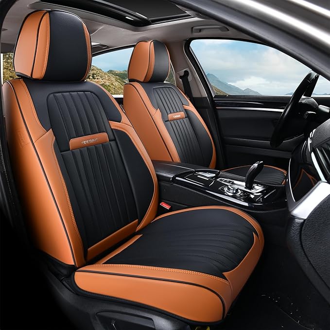 Coverado Car Seat Covers Front, Seat Covers for Cars, Waterproof 2-Pack Car Seat Cushions, Leather Carseat Seat Protectors, U