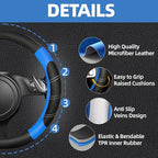 NBTEPEM Customized Auto Car Steering Wheel Cover for Honda Accord, Civic, CR-V, HR-V, Pilot, Microfiber Leather Sport Steerin