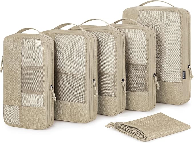 BAGSMART Compression Packing Cubes for Travel, 6 Set Packing Cubes for Carry on Suitcases, Compression Travel Cubes & Suitcas