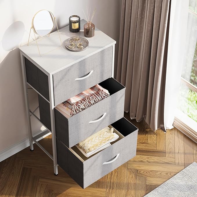 AODK Dresser for Bedroom Nightstand Small Dressers Chest of Drawers End Table for Living Room, Closet Dresser with 3 Storage 