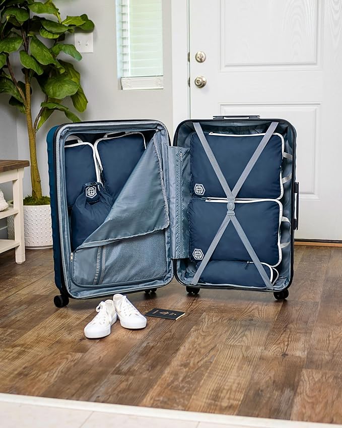 TRIPPED XL Compression Packing Cubes — 7-Piece Set for Checked Luggage | Extra-Large (15.7"×11"×4") + Large + Small + Tube + 