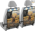 Highland Cow Sunflower Field 2 Pack Multifunctional Car Seat Back Organizer, Backseat Kick Protectors Vehicle Storage Bag with Tablet Holder