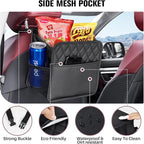 LXUNYI Car Organizer Back Seat, 2 Pack Waterproof Pu Leather Car Seat Storage Bag Large Foldable Universal Hanging Car Seat Back Organizer for Kids & Adults with Cup Holders Car Travel Accessories