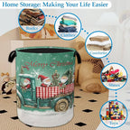 Merry Christmas Laundry Basket Collapsible Laundry Hamper, Oxford Cloth Storage Bin for Room/Bathroom/Bedroom/Dormitories 16"