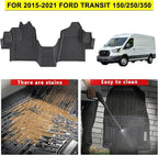 Weatherbeater Heavy-Duty All-Weather Floor Mats - Custom Fit for 2015-2021 Ford Transit 150/250/350/350HD w, Durable Floor Liners with Raised Edges Front Row 2pcs