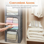 Lifewit Clothes Storage Bins with Metal Frame, Stackable Storage Box, Foldable Clothing Storage Bins with Lids, 40L Storage B