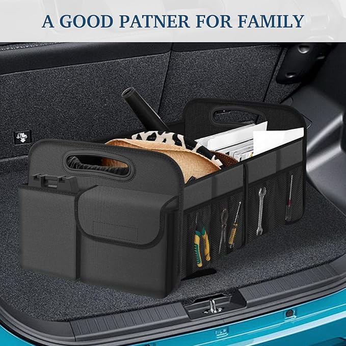Femuar Car Trunk Organizer, Car Storage Organizer with Large Capacity Waterproof Collapsible Trunk Organizer for Car Suv/Jeep/