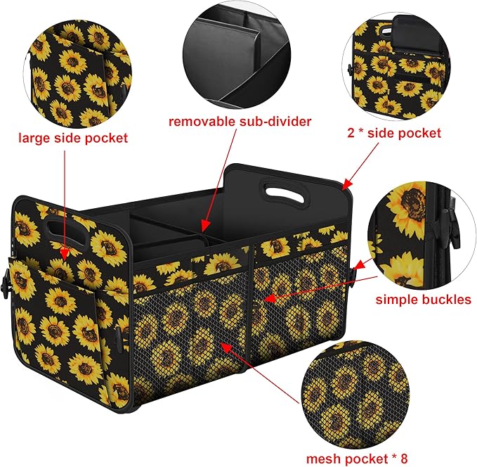 Femuar Car Trunk Organizer with 72L Large Capacity Waterproof Collapsible and 11 Pockets, Trunk Organizer for Car SUV/Jeep/S