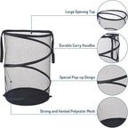Seiritex 2Pcs Mesh Popup Laundry Hamper 115L Extra Large Collapsible Laundry Basket Foldable Clothing Storage Basket with Han