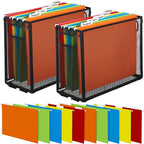 2 Pack Hanging File Holder, 10 Hanging Folders, Metal Mesh, Letter Size Folder Storage, Desktop Storage Cabinets, Office Scho