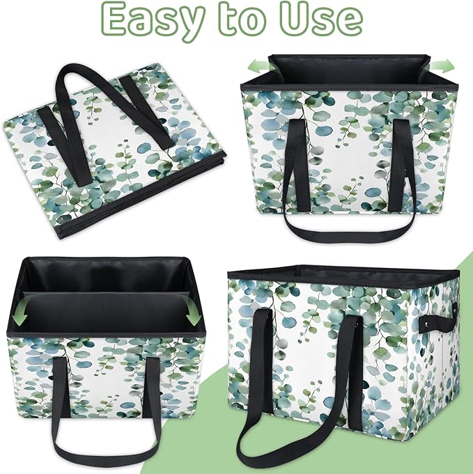 Reusable Grocery Bag, Foldable Large Shopping Tote Bag for Groceries Kitchen Picnic Car Trunk