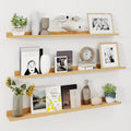Axeman 48 Inch Floating Shelves with Lip, Set of 3 - Oak - Wall Mounted Shelves for Storage and Display - Engineered Wood - 2