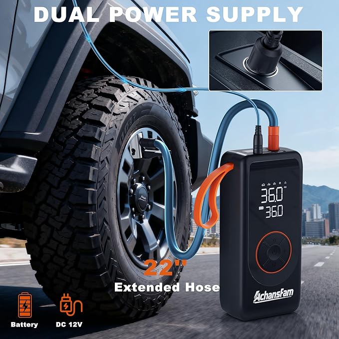 P9 Pro Cordless Portable Air Compressor, 48s Fast Inflation, Dual Power Supply, 150 PSI Digital Tire Pump with Inflator Deflator Function, Includes Storage Case for Car Truck Bike Ball