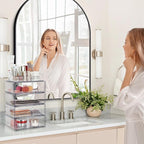 Vtopmart 5 Tier Clear Makeup Organizer with Drawer, Cosmetic Storage for Dresser Countertop and Bathroom Vanity, Beauty Holde