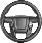 SEG Direct Steering Wheel Cover 15.5-16 inch (39.5-41 cm) Large Size, Microfiber Leather, Non-Slip Comfortable Grip, Fits Car