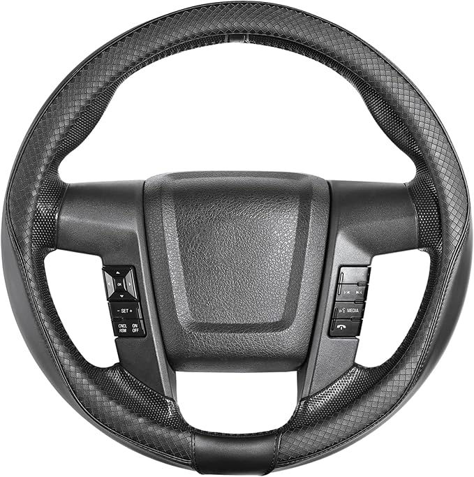 SEG Direct Steering Wheel Cover 15.5-16 inch (39.5-41 cm) Large Size, Microfiber Leather, Non-Slip Comfortable Grip, Fits Car