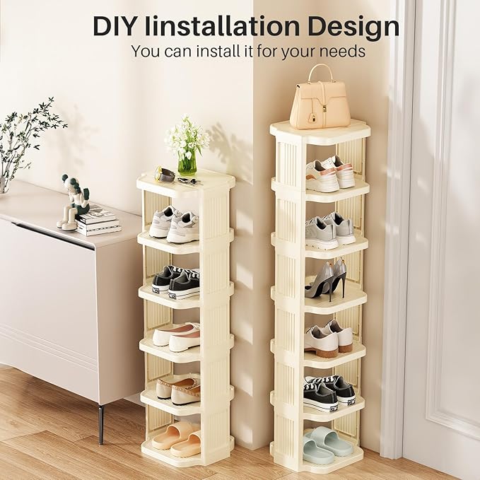 Kitstorack Vertical Shoe Rack: 8 Tiers Stackable Shoe Rack for Closet DIY Free Standing Shoe Organizer Small Shoe Shelf for S