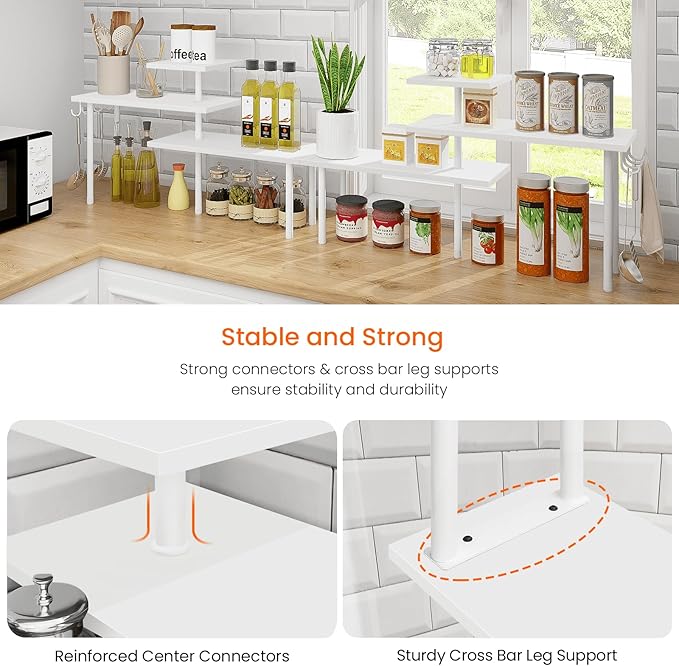 Homode Kitchen Countertop Organizer Corner Shelf, Bathroom Counter Organizers and Storage, 3 Tier Wood Shelf Organizer Space 